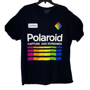 Polaroid Instant Camera Men's size XL Black One step with Retro Design t-shirt